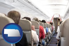 nebraska airline passengers in a commercial jetliner