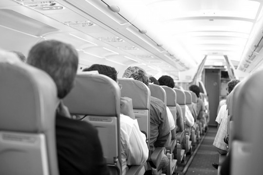 airline passengers in a commercial jetliner